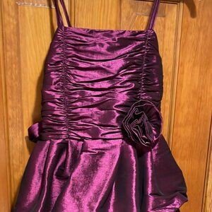 Dorissa GIrls Dress, Purple Satin Sheen